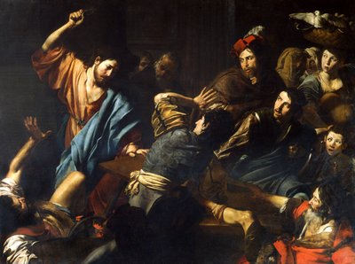 Christ driving the money-lenders from the temple by Valentin de Boulogne